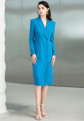 Blue Doublebreasted Coat Dress - FashionByTeresa